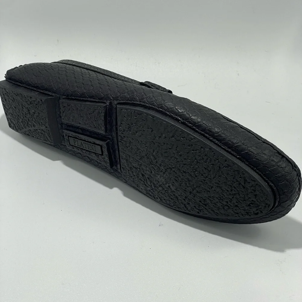 Platini Black PSH5192 Textured‎ Loafers Lion Bit Men’s 8.5 New in Box